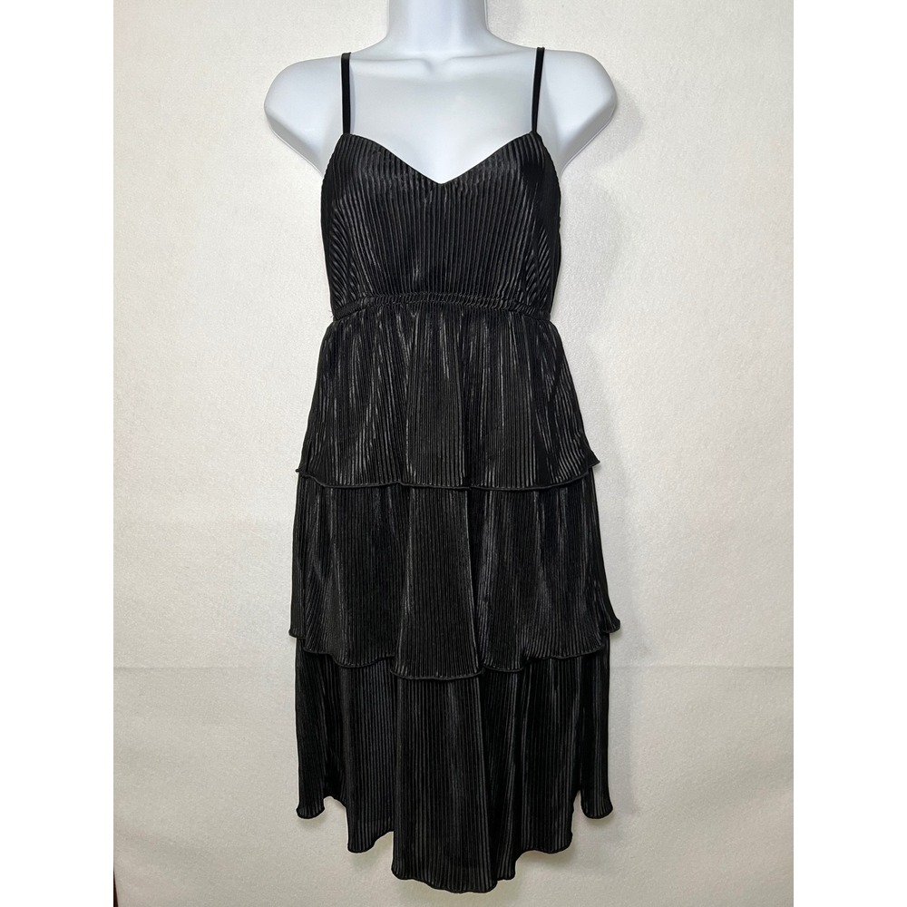 Jolie & Joy Black Pleated Tiered Dress Coquette Romantic Goth Whimsigoth Small